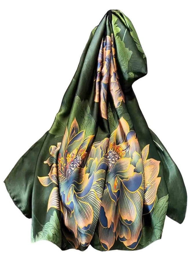 Acotavie Scarfs for Women Dressy Fashion Scarves Long Floral Pattern Scarf Lightweight Sunscreen Shawls (C001 Green) - Image 4